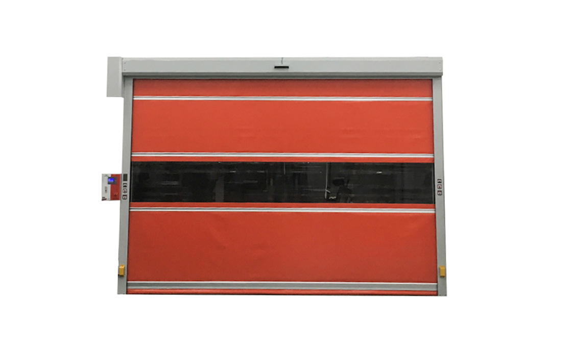 Types of high speed doors - PVC roll-up door installed at a logistics passage
