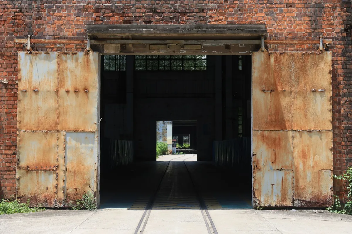 Industrial factory entrance showing typical doorway boundaries