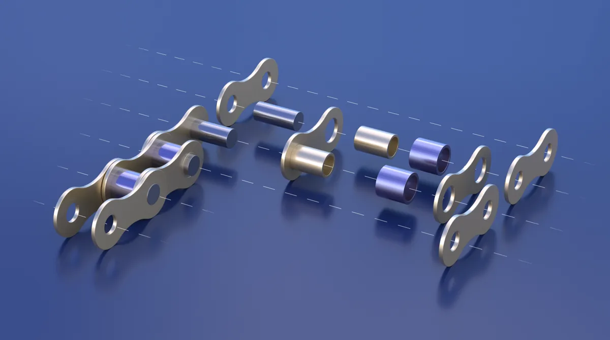 ANSI roller chain versus steel-cord reinforced thermoplastic belt drive diagram