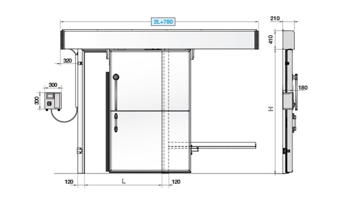 technical drawing installation drawing for the RAX insulated cold storage door