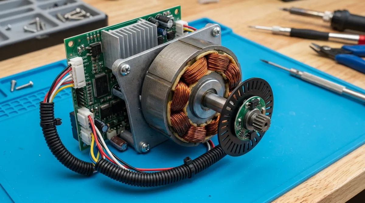 Conjunto de motor CC sin escobillas de 24 V con codificador óptico y electrónica de accionamiento