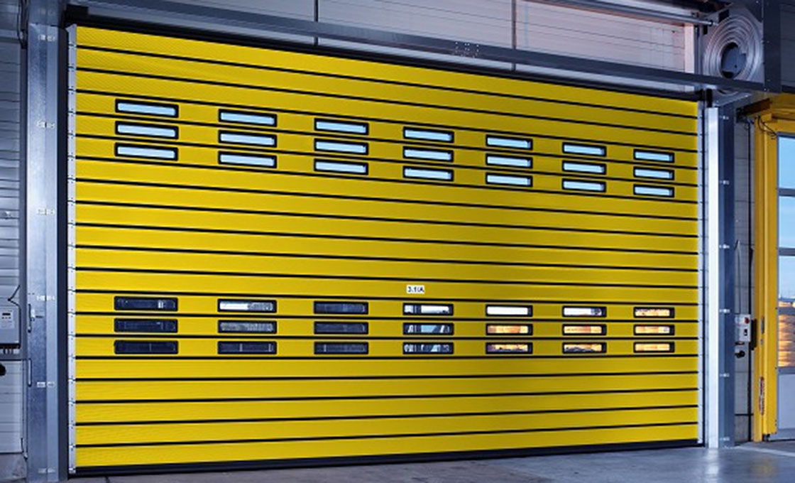 High speed PVC roll-up and spiral doors for high-traffic logistics openings