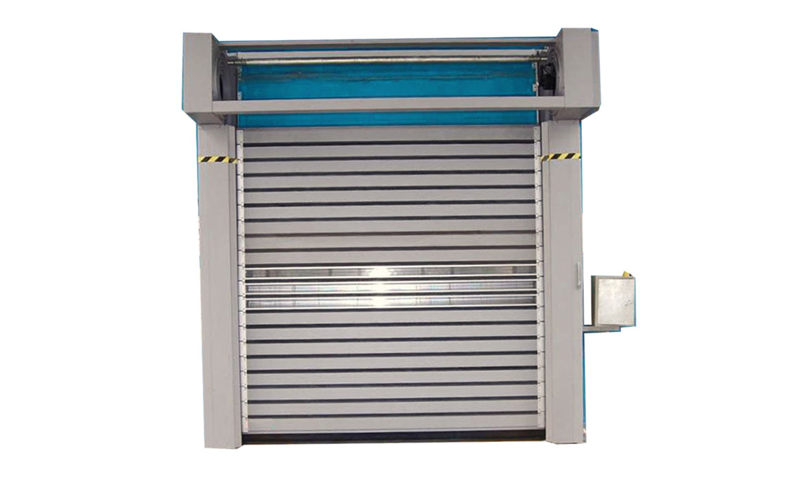Spiral rigid high speed door with insulated aluminum panels