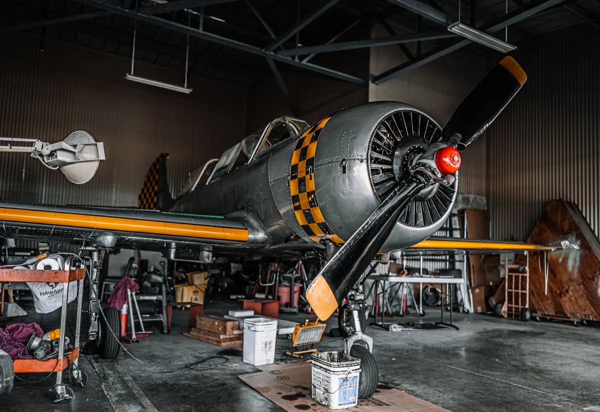 Gran apertura de un hangar equipado con una puerta industrial de gran tamaño